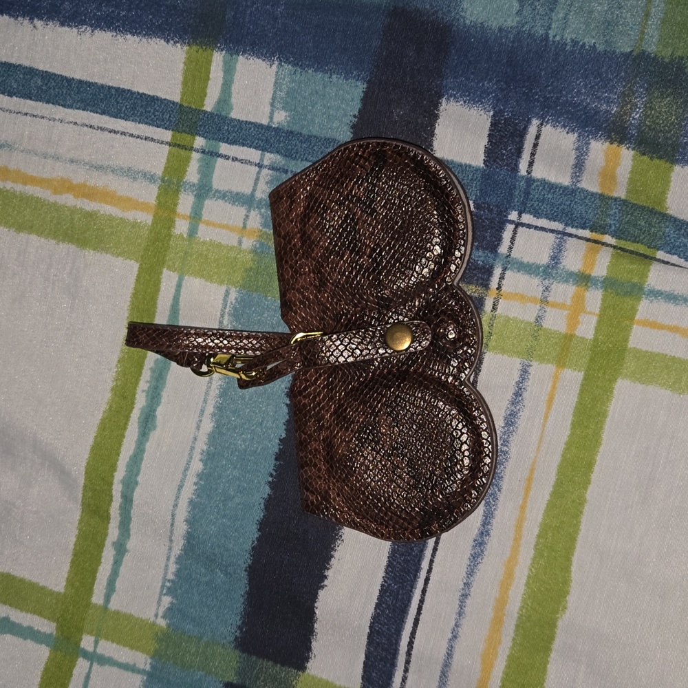 Brown Snakeskin Print Sunglasses Holder